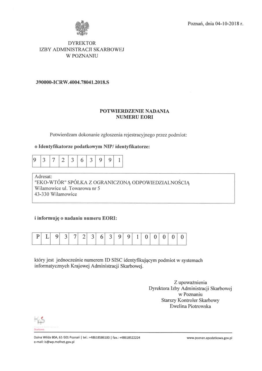 Eko - Wtór Dokumenty i certyfikaty